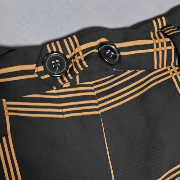 Halogen Windowpane Plaid Wide Leg Pants XS satin Black Gold High Waist - Picture 4 of 11